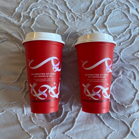 2 NWOT Starbucks 2021 Holiday Red Cups Set - Picture 3 of 6